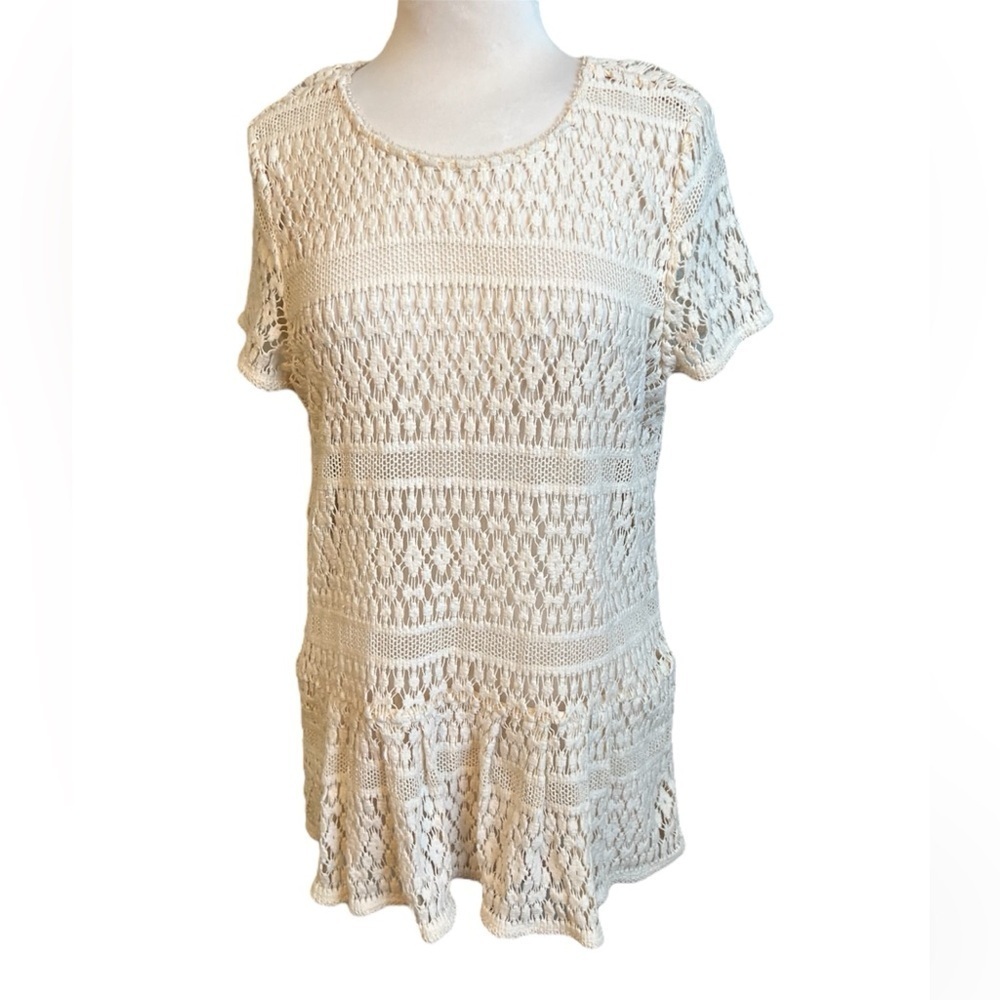 Sundance Crochet Short Sleeve Top - Large
